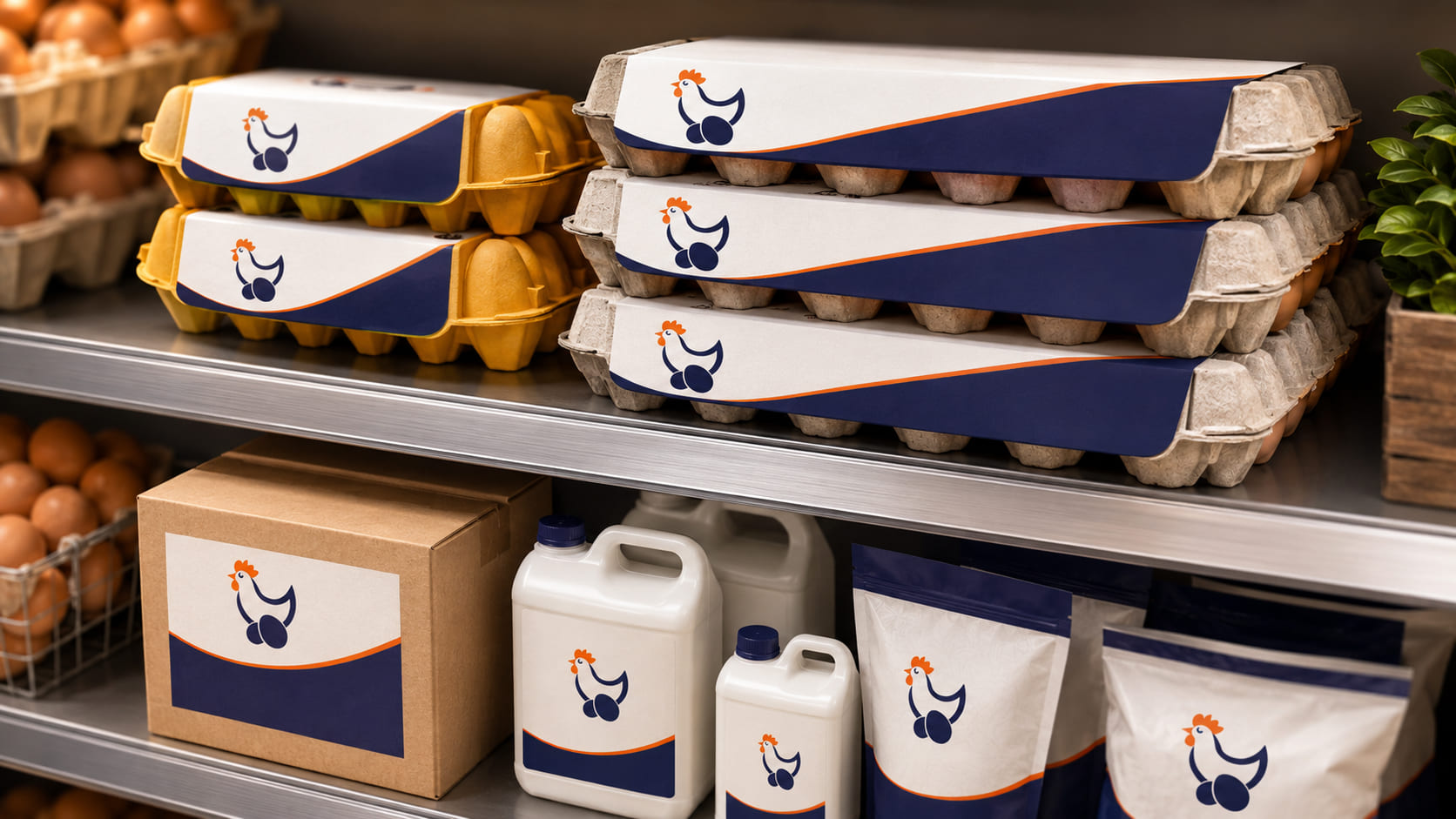 Świeże jaja Road Chicken Produce na sklepowej półce